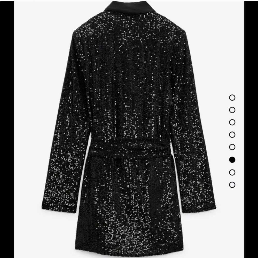 Zara * Sequin Wrap Blazer Dress Black - Picture 11 of 12